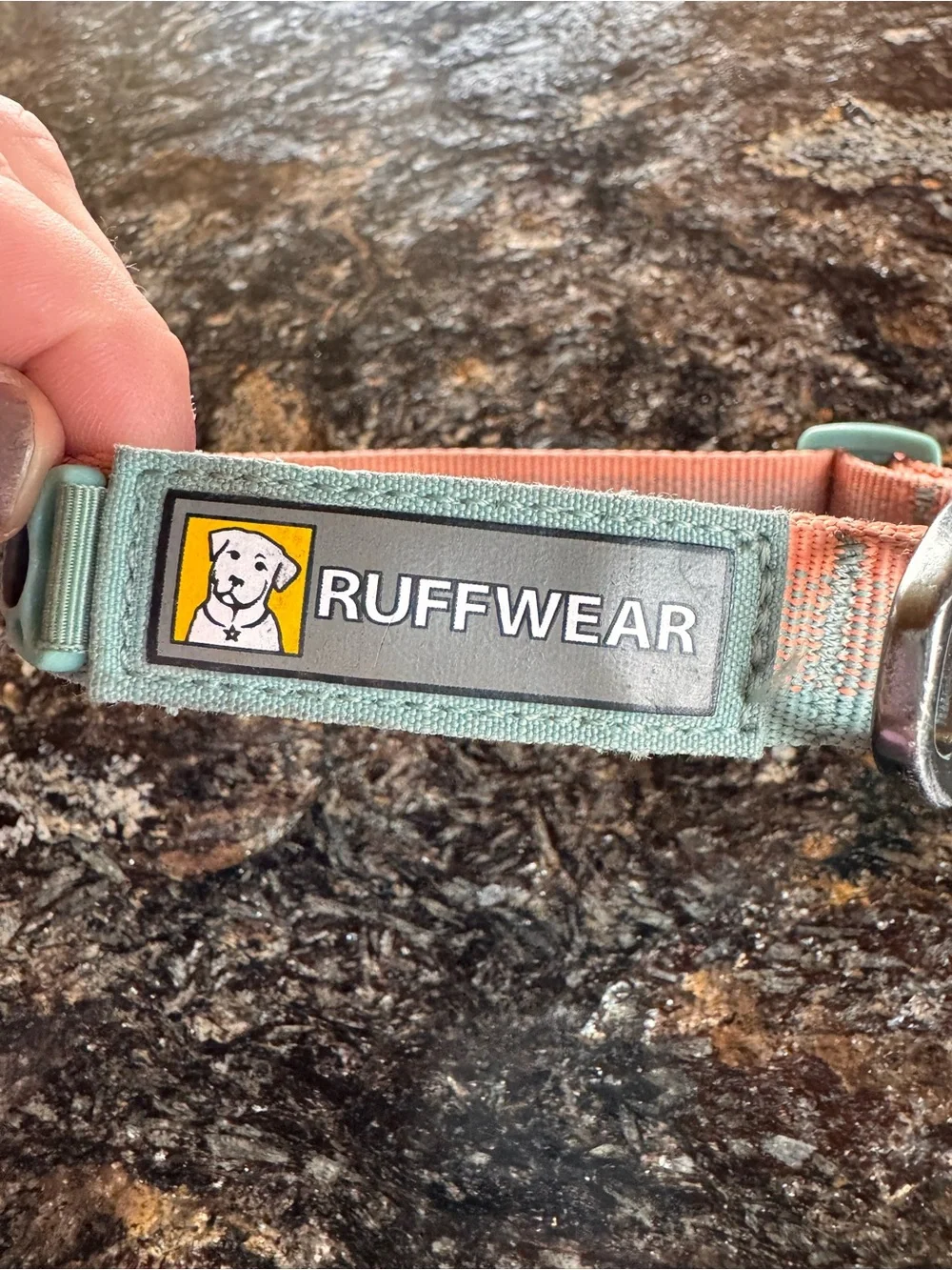 Ruffwear Two-Tone Coral and Mint Adjustable Dog Collar S